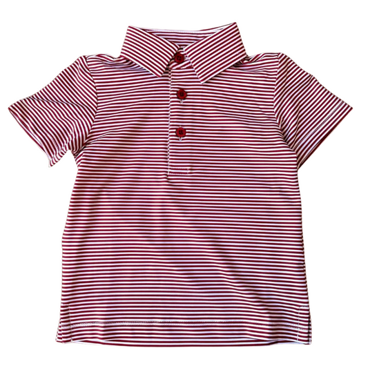 Maroon Stripe Boys' Polo