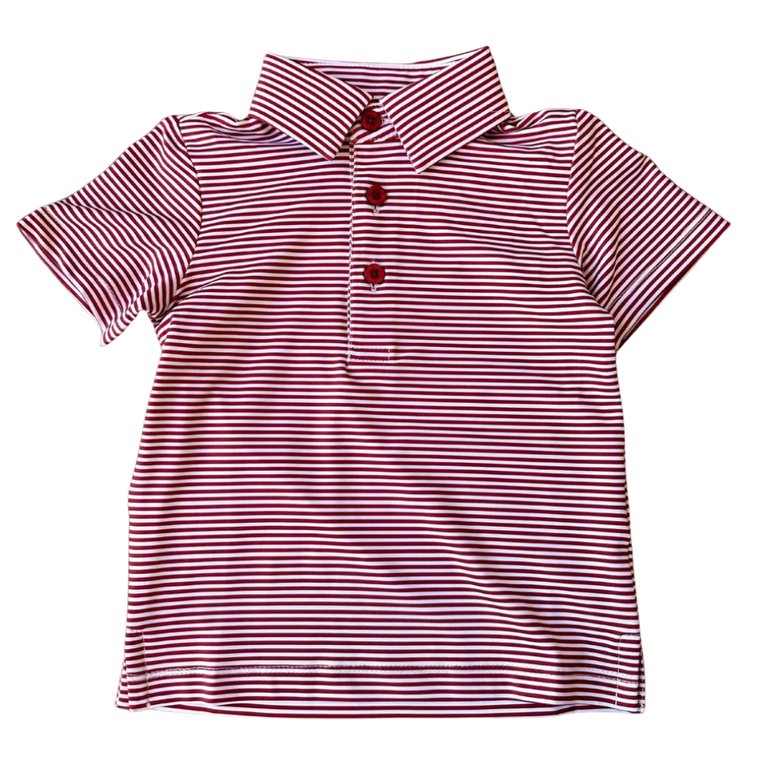 Maroon Stripe Boys' Polo