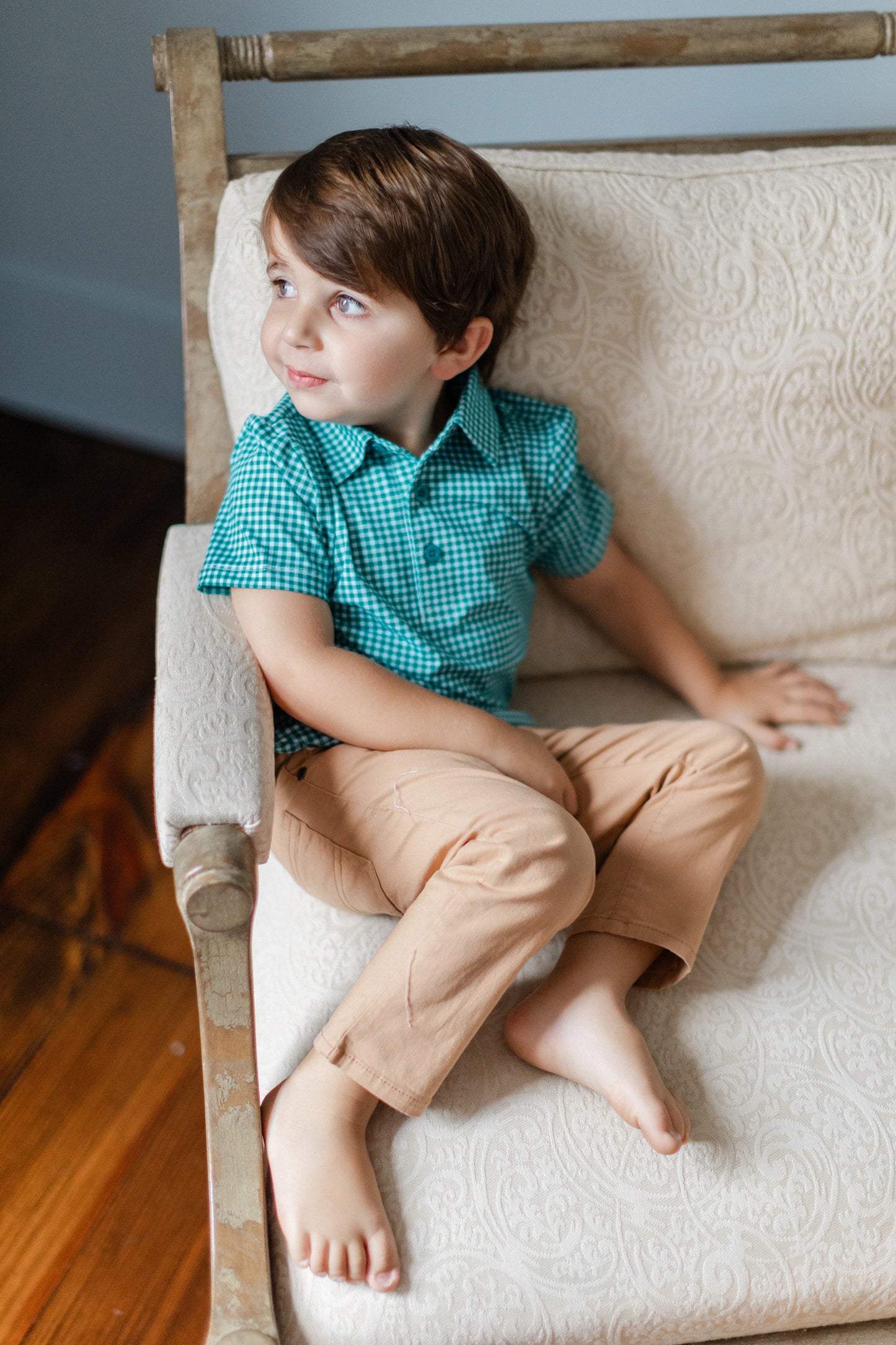 Green Plaid Boys' Polo I EMILY FAUVER X POPS