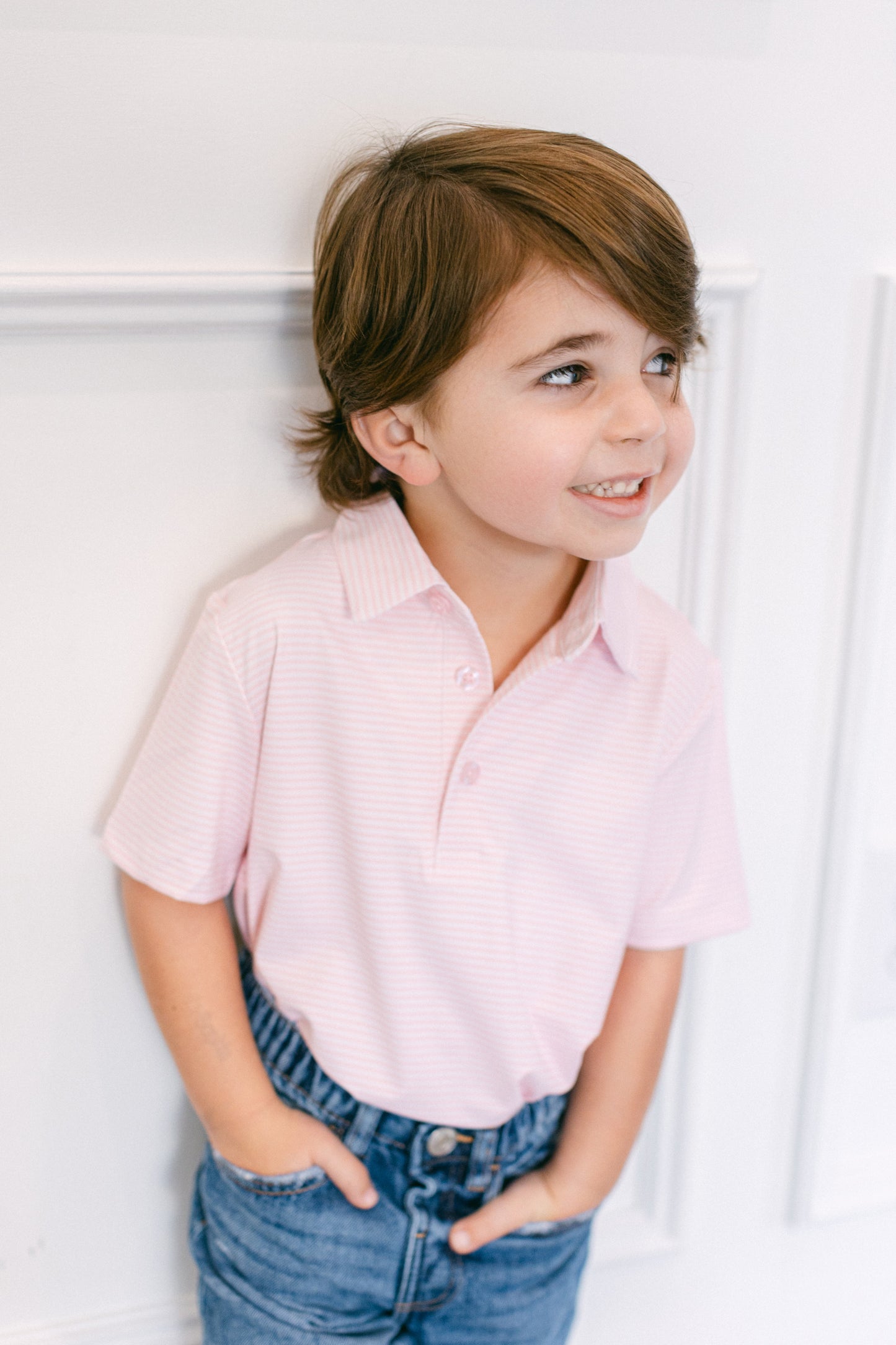 Pink Stripe Boys' Polo