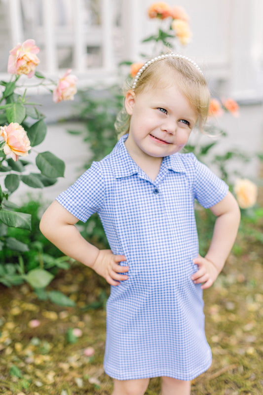 Blue Gingham Polo Dress