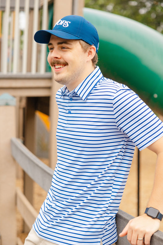 Alternating Blue Stripes Men's Polo