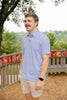 Blue & White Block Print  Men's Polo