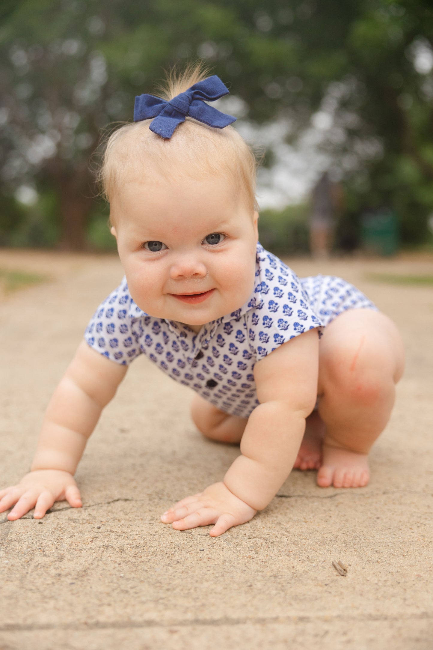 Blue & White Block Print Polo Onesie