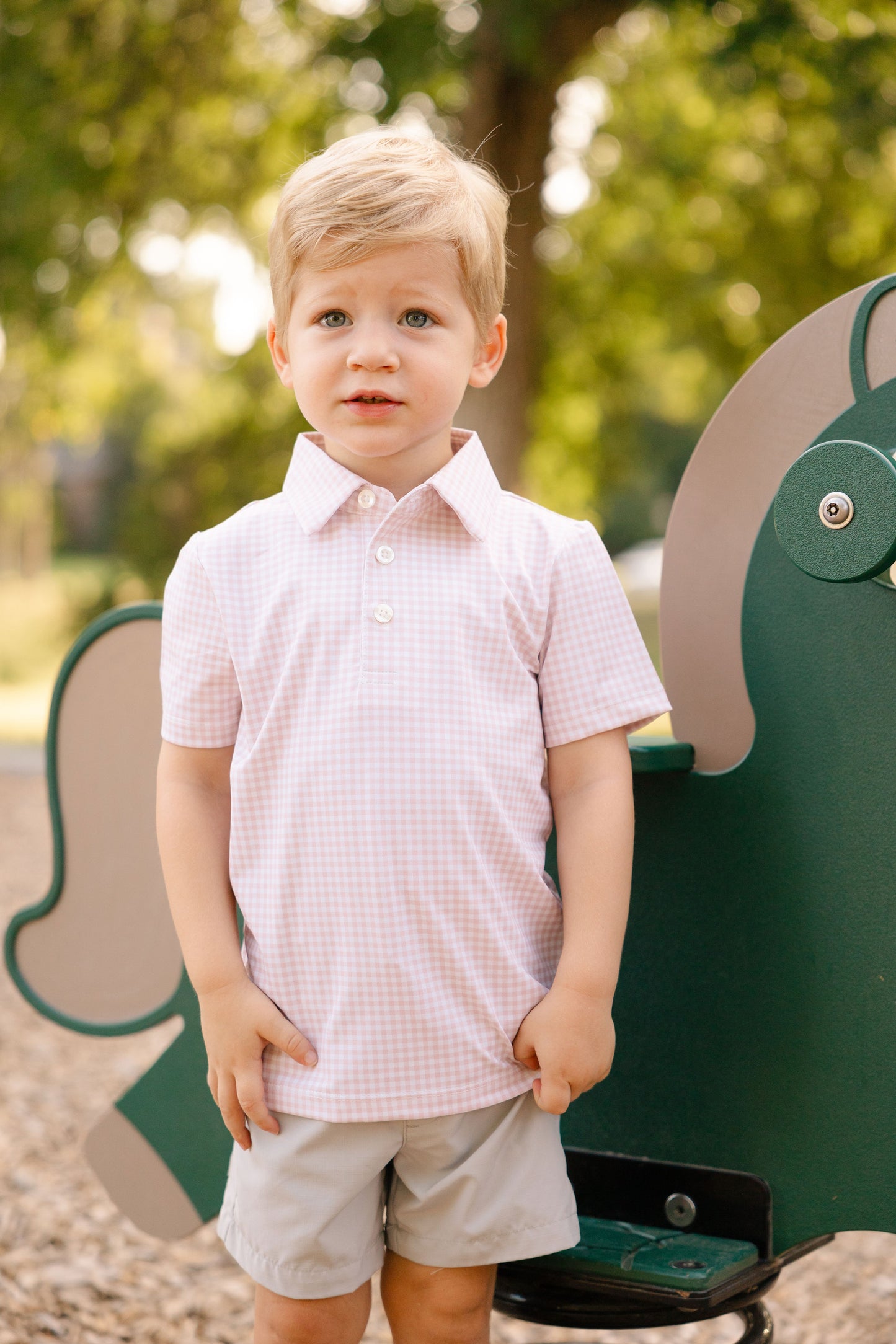 Neutral Plaid Boys' Polo I JESS CRUM X POPS