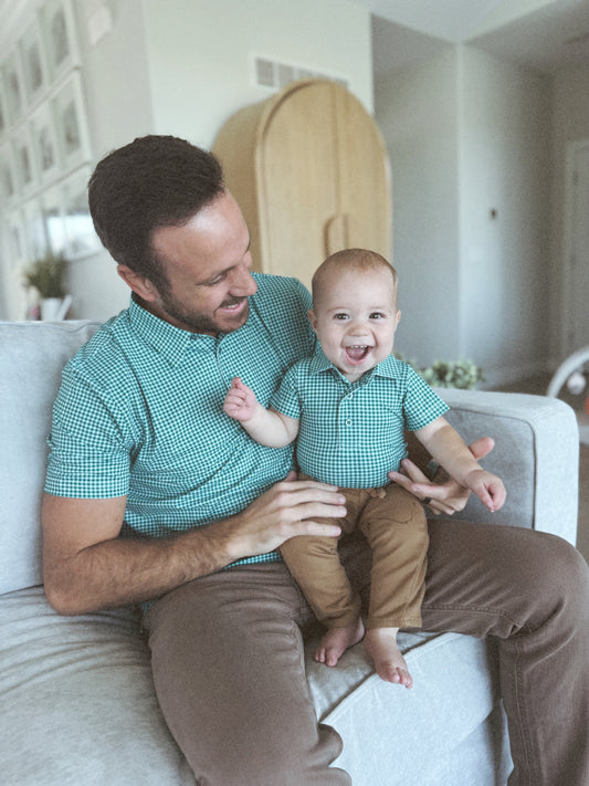 Green Plaid Men's Polo I EMILY FAUVER X POPS